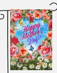 GLÜCKLICHE MÜTTERSTAG BLUMEN 12,5 X 18" GARTENFLAGGE BANNER - Bild 1 von 1