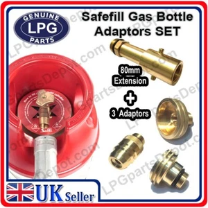 Safefill gas Bottle UK BAYONET adaptor Extension plus EU Adapters SET - Picture 1 of 2