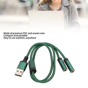 USB to Dual 3.5mm Sound Adapter Cable Headphone Microphone Jack USB Sound - Afbeelding 1 van 12