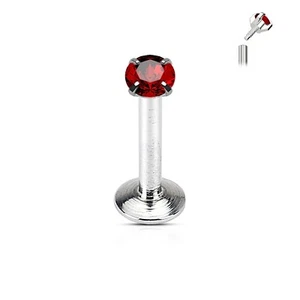 Lip Monroe Stud 16 Gauge 5/16" Round Red 2mm Gem Internal Thread Steel - Picture 1 of 3