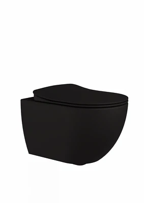 Franco Matt Black Wall Hung Combined Bidet Toilet With Soft Close Seat - Image 1 of 4