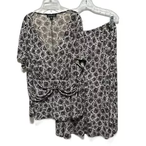 Perceptions Bluse & Rock Set Midi Länge Schwarz & Weiß Print Damengröße 24W - Bild 1 von 11