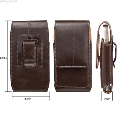 XL Celulares Vertical Cuero PU Estuche Bolsa Clip Cinturón Funda con Portatarjetas Foto 1 de 4