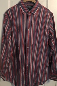 Polo Ralph Lauren L/S Button  Multi Stripe Shirt Sz 17 /33  CUSTOM Fit - Picture 1 of 4