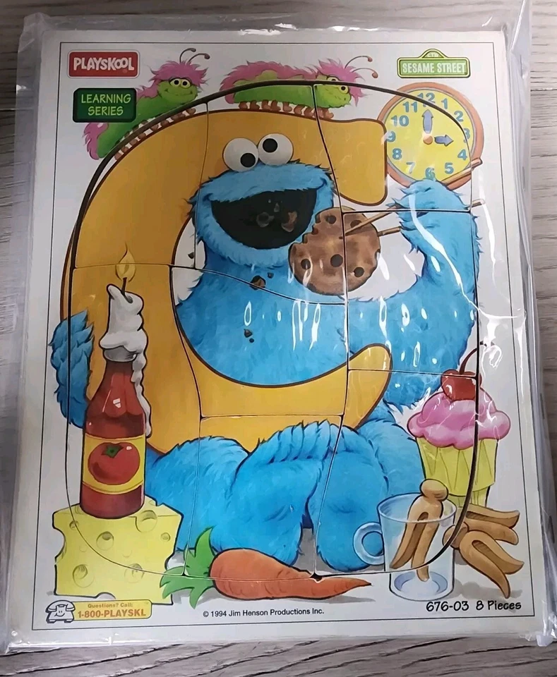 1994 Sesame Street Cookie Monster Letter C wooden PUZZLE Playskool Henson Foto 1 de 1