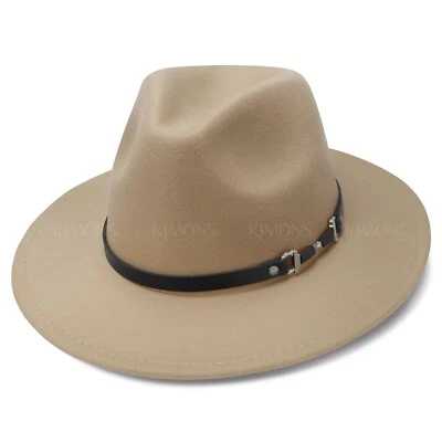 Ala Ancha Lana Fieltro Fedora Panamá Vaquero Niña Sombrero Gorra Informal para Hombres Mujeres Jazz Foto 1 de 4