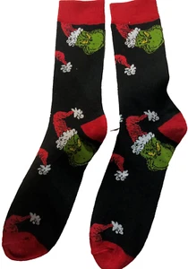 *GRINCH HEAD WITH SANTA HAT*   Socks  Dr. Seuss Christmas  Dr. Seuss™ Style #1 - Picture 1 of 2