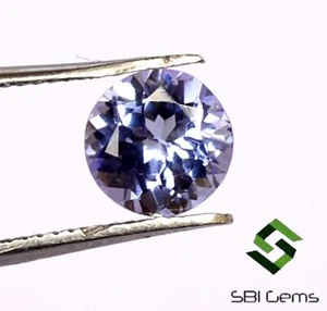 0.90 CTS Certified Natural Tanzanite Round Cut 6 mm Faceted Loose Gemstone - Picture 1 of 6