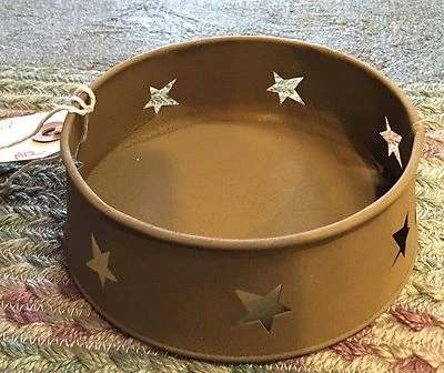 Latas/sartenes de metal primitivo con estrellas recortadas latas de popurrí para velas Foto 1 de 2