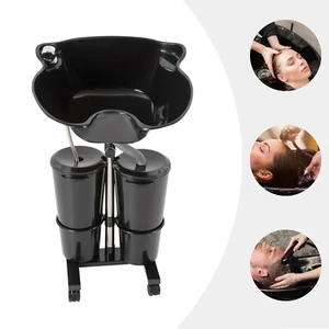 Backwash Shampoo Bowl Basin Portable Hairdress Spa Salon Hair Washing Sink Black - Picture 1 of 21