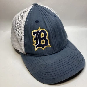 Old English B Embroidered Logo Navy Blue White Mesh Hat Snapback Cap - Picture 1 of 6