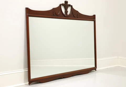 Mid 20th Century Mahogany Prince of Wales Plumes Traditional Wall Mirror Cover