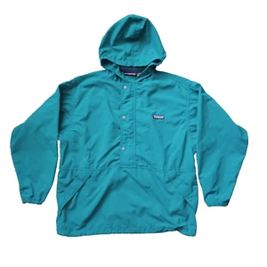 Vintage Patagonia Windbreaker Youth Medium Green Hooded Pullover Snap Zipper USA - Picture 1 of 18