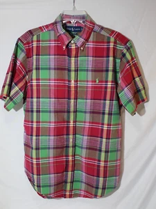 Ralph Lauren Classic Fit Red Green Tartan Plaid Button-down Shirt SS Men's L - Picture 1 of 9