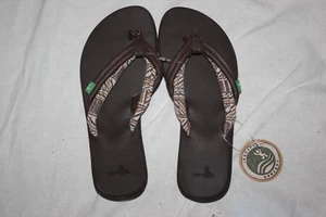 Sanuk LuLu Flip Flop Sandal Chocolate Natural SLIP ON YOGA MAT SIZE 6 - Picture 1 of 2