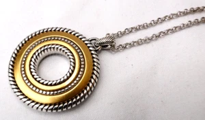 Neu mit Etikett Brighton Torus zweifarbig Silber Gold Kristall Wende Anhänger Halskette $ 56 - Bild 1 von 5
