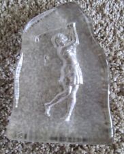 OLDER GLASS PAPERWEIGHT WITHA FEMALE GOLFER 6 3/4" HIGH  SMALL CHIP ON BACK