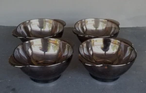 Duralex France 5 1/4" smokey brown lug bowls tab handles lot of 4 - Picture 1 of 3