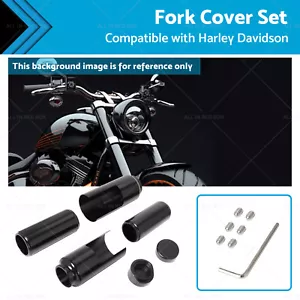 Black Fork Cover Set For Harley Softail M8 Street Bob 2018-2022 Full - Picture 1 of 10
