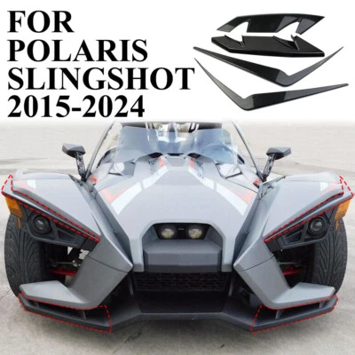 Carbon Fiber Style Front Bumper Headlight Trim Molding Kit for Polaris Slingshot - Image 1 of 4
