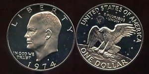 1974-S CLAD EISENHOWER DOLLAR GEM BU (134) CAMEO - Bild 1 von 2