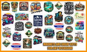 Thailand Stickers Bangkok Chiang Mai Pattaya Hua Hin Phuket Krabi Magnets - Picture 1 of 82