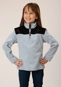 Roper Girls Micro Grey 100% Polyester Fleece Jacket - Picture 1 of 4