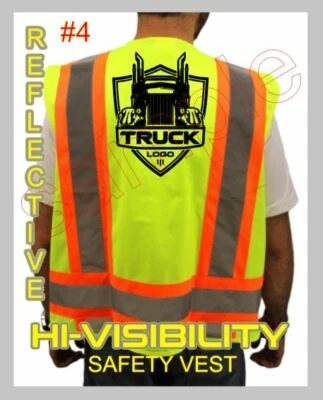 CUSTOM HI-VISIBILITY SAFETY VEST BLACK DESIGN YOUR TRUCKING COMPANY NEW! - Image 1 of 4