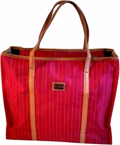 Pinstripe 18" Expandable Women's Business Tote Red Bag Laptop Travel Briefcase - Picture 1 of 3