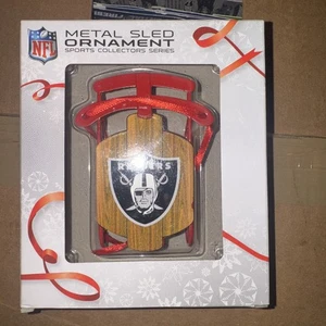 RAIDERS NFL Metal Sled Christmas Ornament 3.5" - Picture 1 of 2