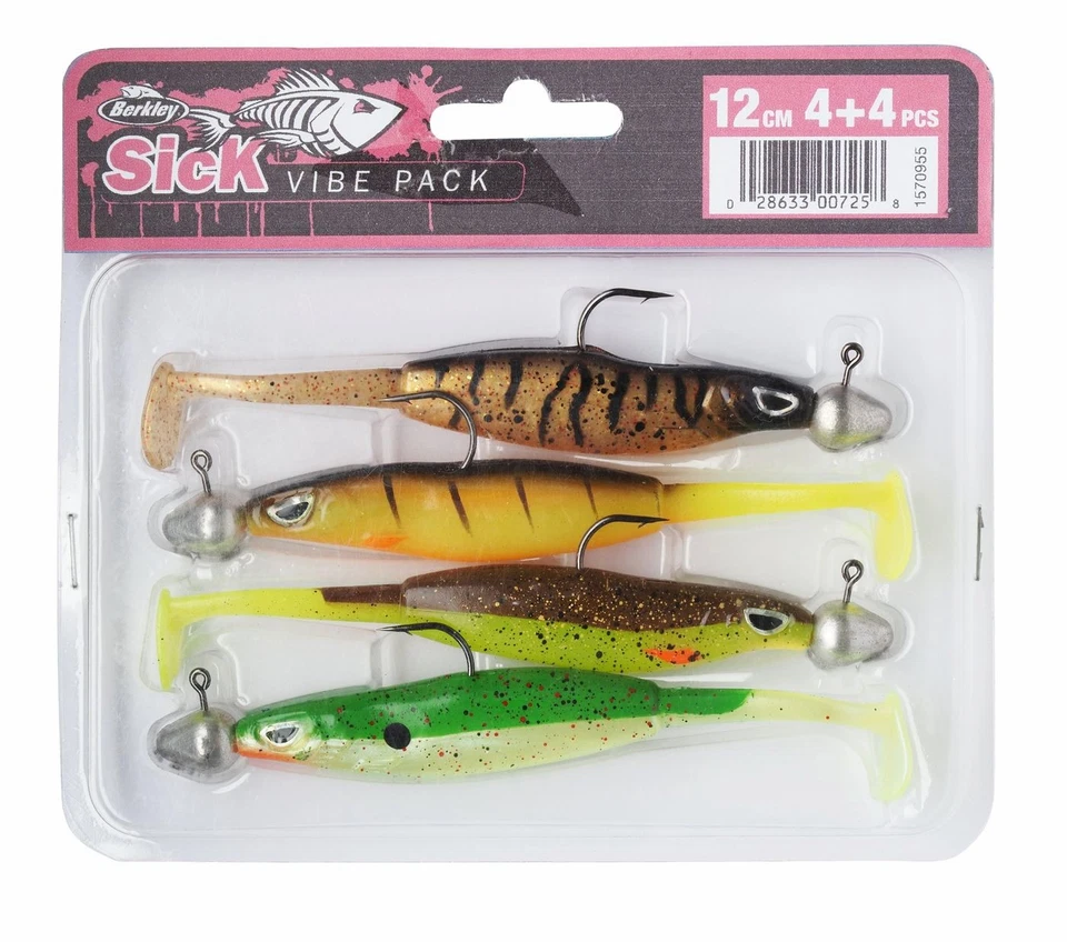 Berkley Sick Vibe Pack 12cm - 4 montierte Gummifische, Köderset, Gummiköder, Set - Bild 1 von 1