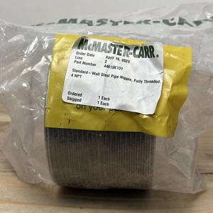 McMaster-Carr Standard-Wand Stahlrohrnippel, Vollgewinde, 4 NPT 44615K131 - Bild 1 von 2