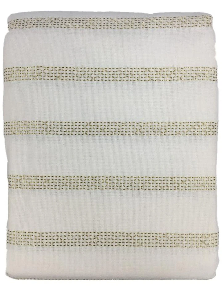 Opalhouse Target Oblong Tablecloth 52 X 70 Cream off White Gold Metallic Stripes