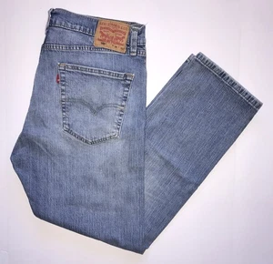 LEVI’S 505 Jeans Uomo 36x30 Blu Lavaggio Chiaro Vuoto Tab Pantaloni Denim Gamba Dritta - Foto 1 di 14