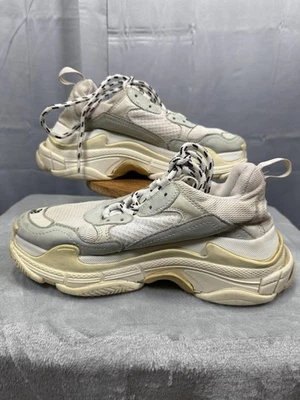 Balenciaga Triple S Shoes Womens Size 38 White Gray Chunky Dad Sneaker Logo - Image 1 of 4