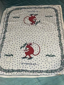 Asciugamano cucina vintage Taylor & Ng Natale topo rosso 1980 cotone Hong Kong - Foto 1 di 16
