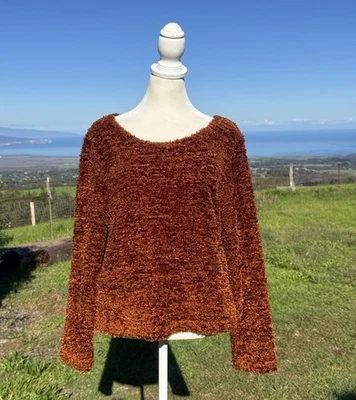 Suéter Top Grande Pequeño De Colección Y2K Años 90 Clio Marrón Peluche Manga Larga Foto 1 de 4