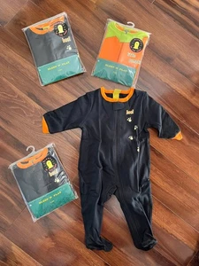 Schwarz & Orange Kleinkind Halloween Schlafanzug Leuchtet im Dunkeln BOO 100 % Baumwolle 0-3 Monate - Bild 1 von 2