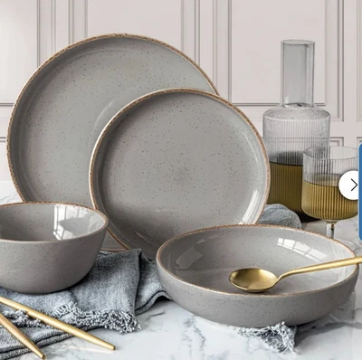 over&back, 16 Pc  "Options" Dinnerware Stoneware Bowl & Plate Set (Choose Color) - Image 1 of 4