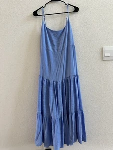 Maxikleid Haute Hippie blau Texturen fließend ärmellos XL - Bild 1 von 7