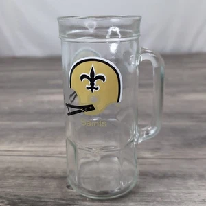 Vintage New Orleans Saints Glass Mug 7" Tall Fisher Nuts Mint Condition Tankard  - Picture 1 of 8