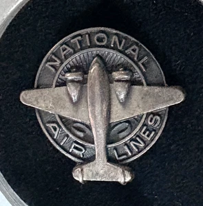 1940er NATIONAL AIR LINES Mitarbeiter Pin: Sterling; Lockheed 10 Flugzeug Bild - Bild 1 von 3