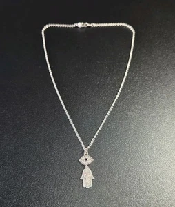 Collar colgante de plata de ley a mano Judith Ripka Hamsa - Imagen 1 de 9