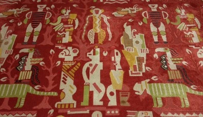 CLARENCE HOUSE ZAMBEZI RED TAPESTRY AFRICAN LINEN VELVET FABRIC BY THE YARD 51"W - Image 1 of 4