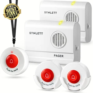 Caregiver Pager Wireless Nurse Call Button, SOS Alert, 3 Call Buttons, 2 Pagers - Picture 1 of 7