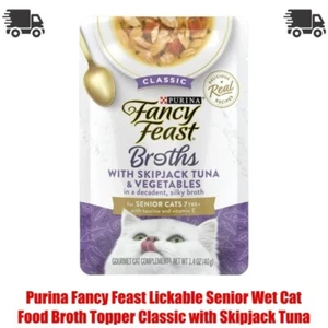 Purina Fancy Feast Lickable Senior Wet Cat Food Broth Topper Classic with Tuna - Picture 1 of 9