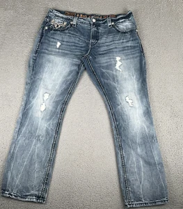 Rock Revival Jeans Herren Größe 42x32 Matthew Straight Blau Faded Distressed - Bild 1 von 14