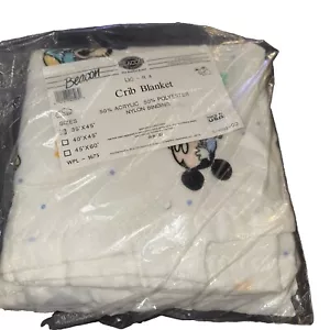 Vintage Mickey Mouse Baby Blanket Acrylic Polyester Trim 36” x 45” Beacon USA - Picture 1 of 2