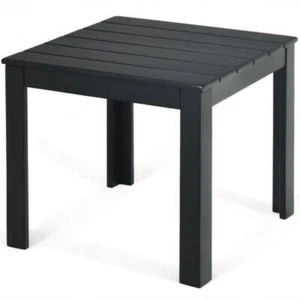ANGELES HOME Outdoor Coffee Table 18" Wood Tabletop N' Frame in Black Square - Picture 1 of 2