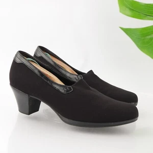 Munro Women's Nora Ankle Pump Size 8 W Shootie Black Satin Slip On Block Heel - Picture 1 of 12
